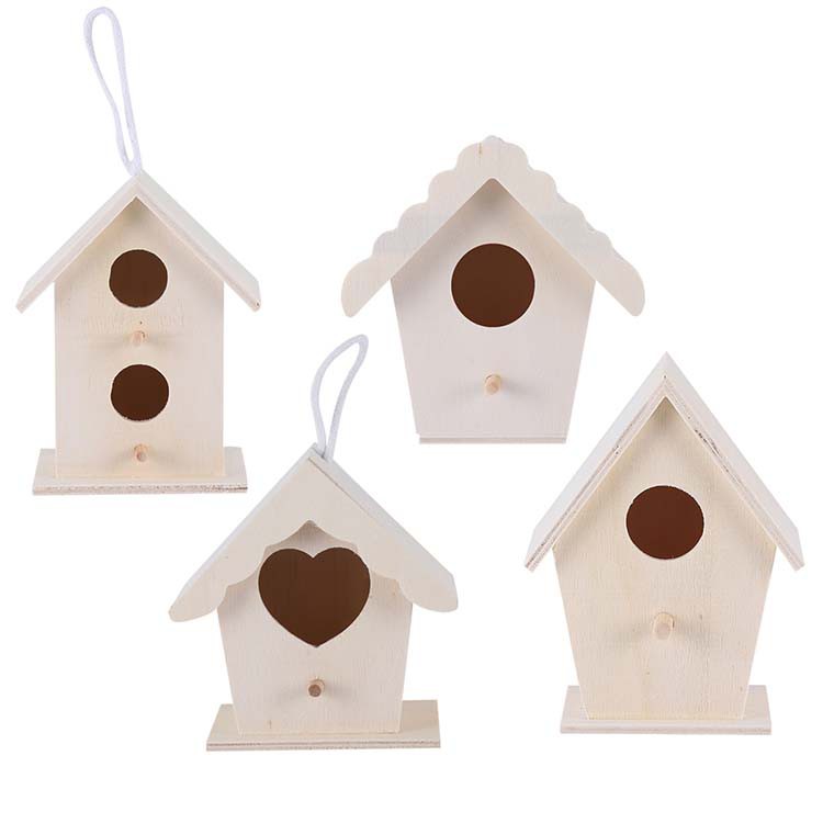 Hanging Mini Unfinished Wood Birdhouse