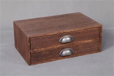 2-Caja de almacenamiento de madera rústica con cajón