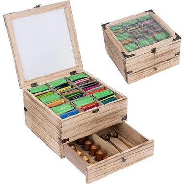 Organizador de bolsitas de té de madera rústica